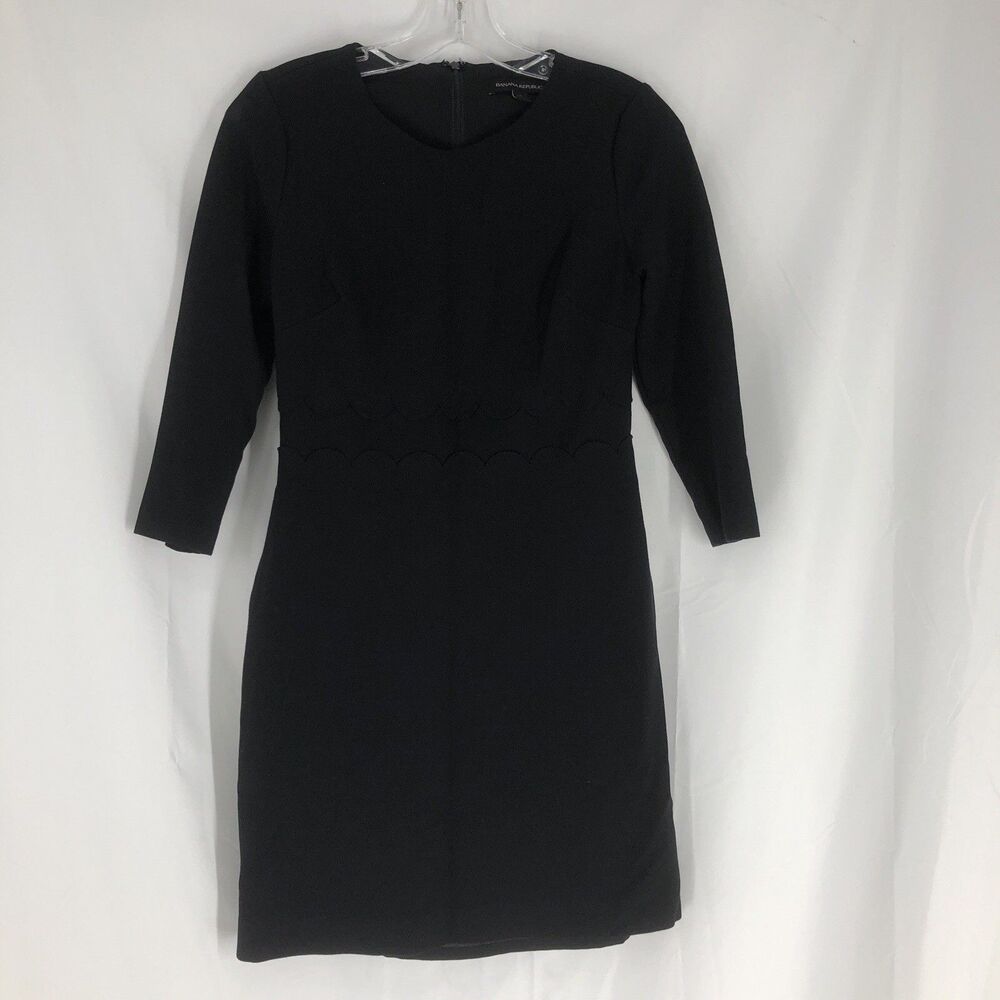 Banana Republic Womens Sheath Dress 3/4 Sleeve Black Size 0